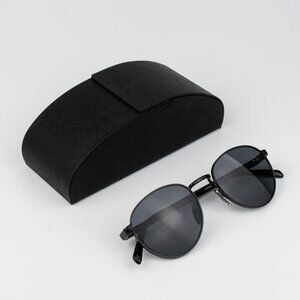 Prada Women Sunglasses Black Polarized Round PRB51S 1AB5Z1 NEW AUTHENTIC